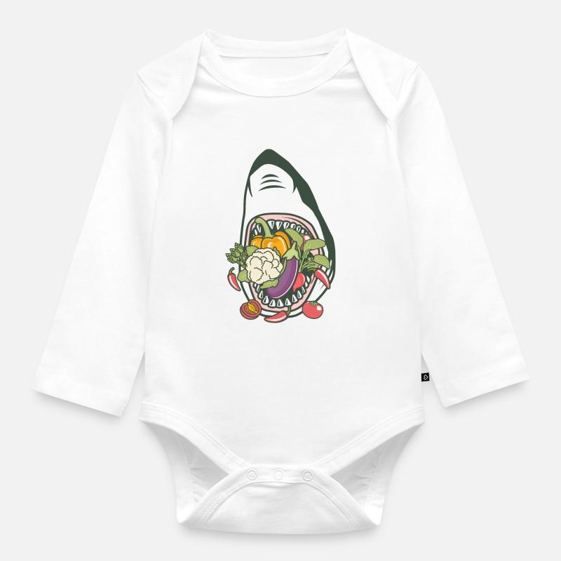 Requin Légumes - Body Bébé bio manches longues - blanc