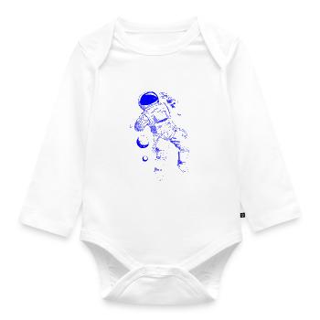 Astronaute flottant bleu - Body Bébé bio manches longues - blanc - Devant