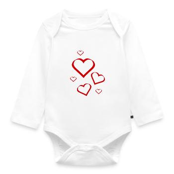 red heart red heart red heart - Organic Longsleeve Baby Bodysuit - white - Front