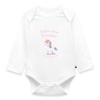 Follow Your Dreams Unicorn Inspiration - Organic Longsleeve Baby Bodysuit - white - Front