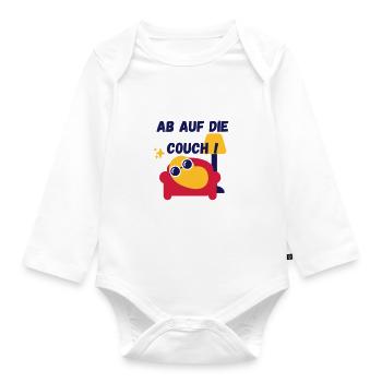 Red and Yellow Couch Potato TV Pop Culture T Shirt - Baby Bio-Langarm-Body - Weiß - Vorne