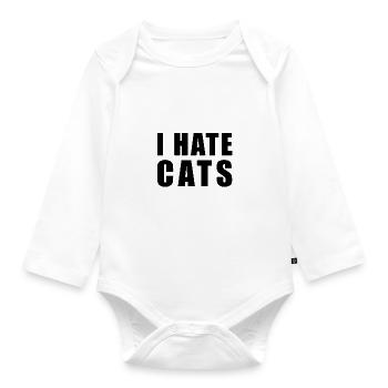 I hate cats - Ich hasse Katzen - Baby Bio-Langarm-Body - Weiß - Vorne
