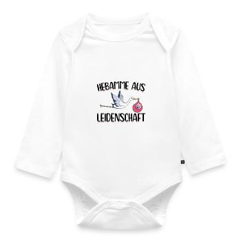 Hebamme - Baby Bio-Langarm-Body - Weiß - Vorne