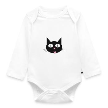 Cute cat, tomcat with heart-shaped nose - Organic Longsleeve Baby Bodysuit - white - Front