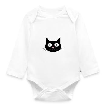 Cute cat, tomcat with heart-shaped nose - Organic Longsleeve Baby Bodysuit - white - Front