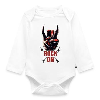 Rock Musiker Pommesgabel devil horns Hand Rocker - Baby Bio-Langarm-Body - Weiß - Vorne