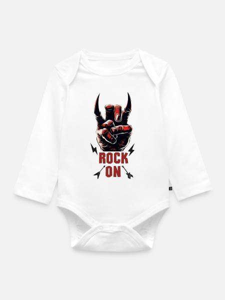 Rock Musiker Pommesgabel devil horns Hand Rocker - Langærmet babybody, økologisk bomuld - hvid