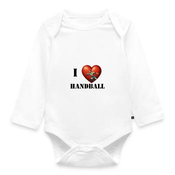 I Love Handball - Baby Bio-Langarm-Body - Weiß - Vorne
