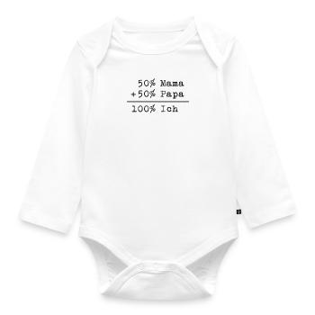 50% maman + 50% papa = 100% moi - idée cadeau - Body Bébé bio manches longues - blanc - Devant