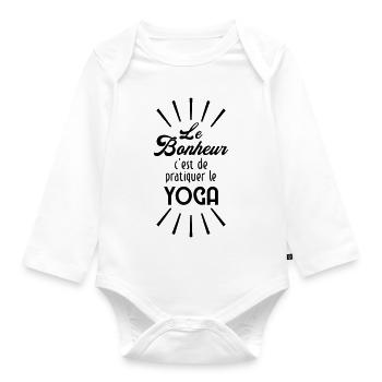 Le Bonheur c'est de pratiquer le Yoga ! - Body Bébé bio manches longues - blanc - Devant