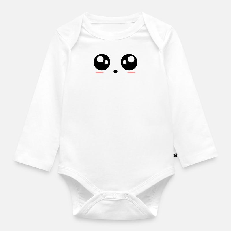 Yeux - Body Bébé bio manches longues - blanc