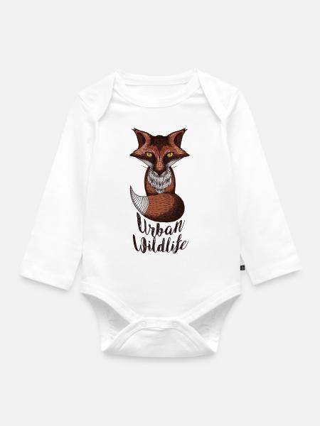 urban wildlife rot - Baby Bio-Langarm-Body - Weiß
