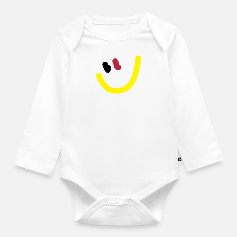EM2018 DE (Smiley) - Baby Bio-Langarm-Body - Weiß