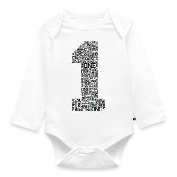 Number One (Typography) - Organic Longsleeve Baby Bodysuit - white - Front