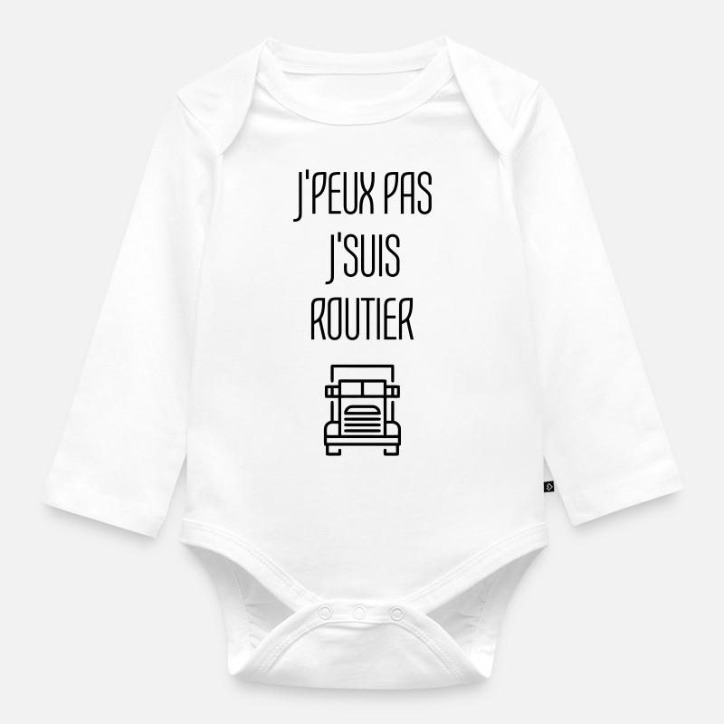 Routier / Chauffeur Poids-lourd / Camion / - Body Bébé bio manches longues - blanc