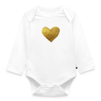 coeur or - Body Bébé bio manches longues - blanc - Devant
