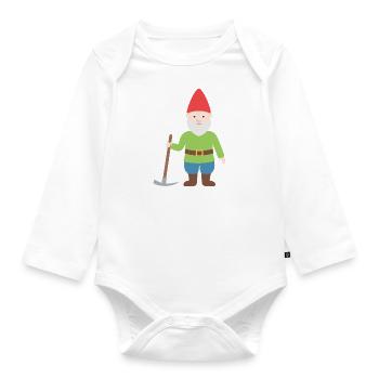 Gnome dwarf - Organic Longsleeve Baby Bodysuit - white - Front