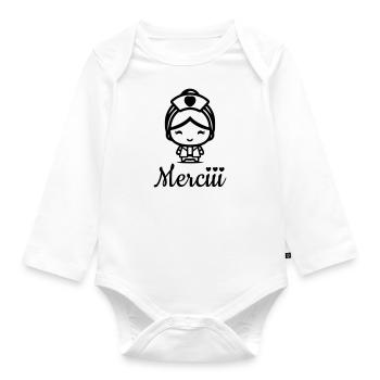 I support nurses - Organic Longsleeve Baby Bodysuit - white - Front