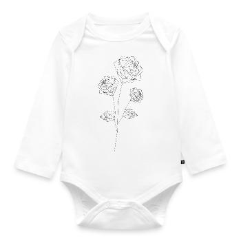 Roses geometrically from polygons - Organic Longsleeve Baby Bodysuit - white - Front