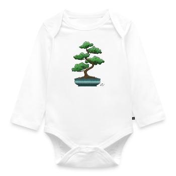 Bonsai in blauem Gericht von RandomShern - Baby Bio-Langarm-Body - Weiß - Vorne