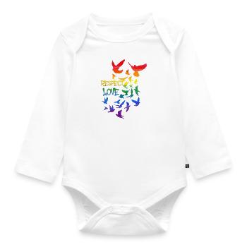 respect love ,love, deaf, graffiti, rainbow - Organic Longsleeve Baby Bodysuit - white - Front