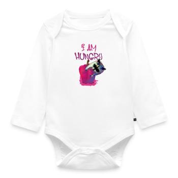 waschbär,bär,graffiti,malerei,blau,hungry - Baby Bio-Langarm-Body - Weiß - Vorne