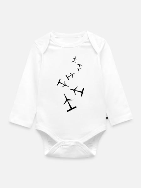 Windrad Silhouette - Baby Bio-Langarm-Body - Weiß