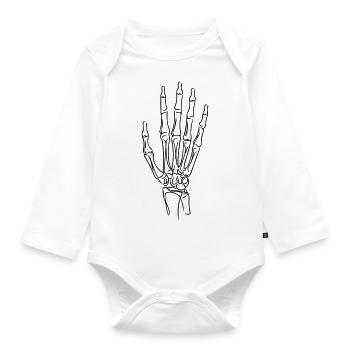 Hand Line Art - Minimalist - Organic Longsleeve Baby Bodysuit - white - Front