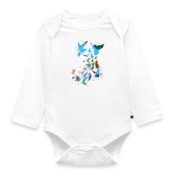pigeons,deaf,birds,flocks of birds,graffiti,blue - Organic Longsleeve Baby Bodysuit - white - Front