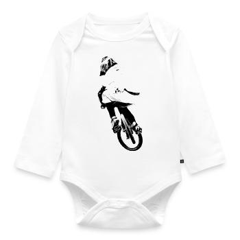 bmx race racing vtt motocross mtb bike rad - Body Bébé bio manches longues - blanc - Devant