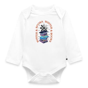 Winter Season and Reading Books Cozy Tea - Organic Longsleeve Baby Bodysuit - white - Front
