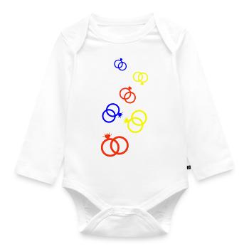 Wedding Rings Colorful Wedding - Organic Longsleeve Baby Bodysuit - white - Front