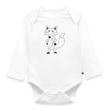 Fox Simple Art Silhouette Wald Tier Natur - Baby Bio-Langarm-Body - Weiß - Vorne