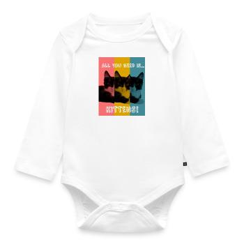 Kittens (colour) - Organic Longsleeve Baby Bodysuit - white - Front
