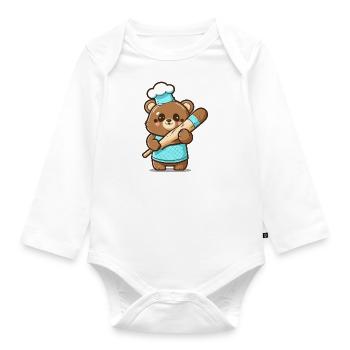 Beary Sweet Treats - Organic Longsleeve Baby Bodysuit - white - Front