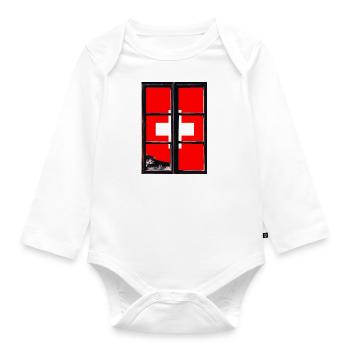 Drapeau de la Suisse Vintage Croix en détresse Look Suisse - Body Bébé bio manches longues - blanc - Devant