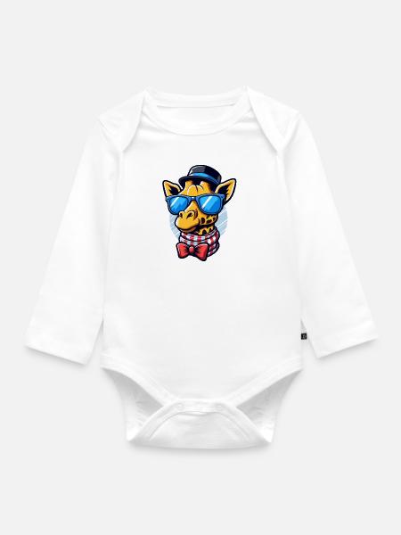 Coole Giraffe - Baby Bio-Langarm-Body - Weiß