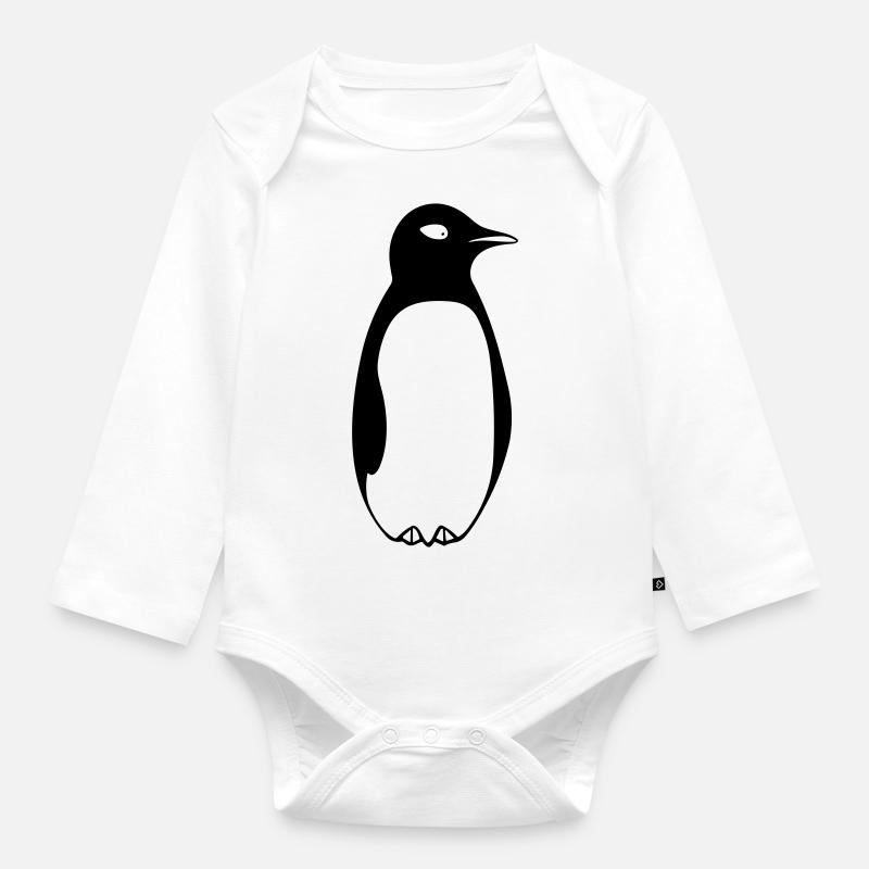 Pinguin - Baby Bio-Langarm-Body - Weiß