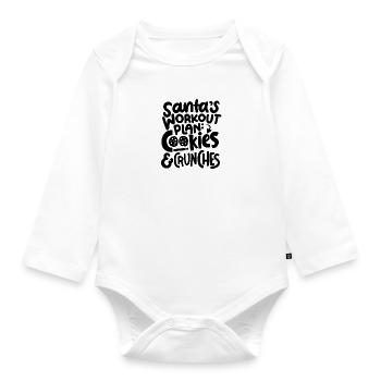 Santa Workout Plan Cookies- Funny Xmas Gift - Organic Longsleeve Baby Bodysuit - white - Front