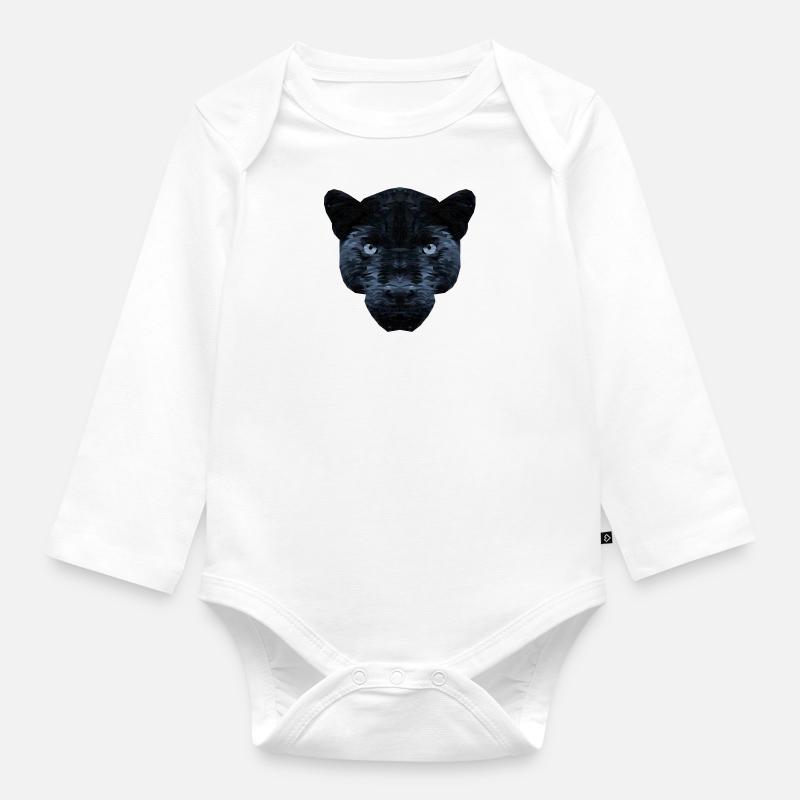 Schwarzer Panther Polygon - Baby Bio-Langarm-Body - Weiß