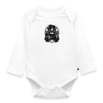 Victorian Beauty: Elegance in Black and White - Organic Longsleeve Baby Bodysuit - white - Front
