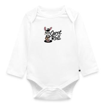 Cartoon Rabbit Playing Guitar Wearings Sunglasses - Organic Longsleeve Baby Bodysuit - white - Front
