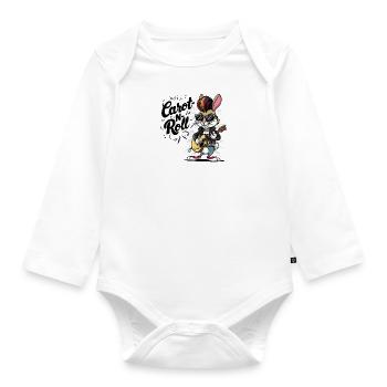 Cartoon Rabbit Playing Guitar Wearings Sunglasses - Organic Longsleeve Baby Bodysuit - white - Front