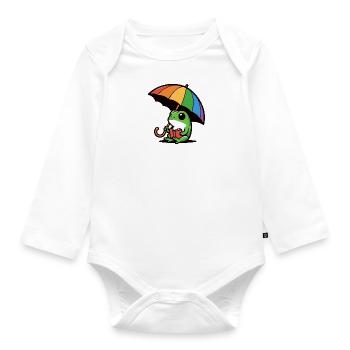 Weather Foress Meteorologist Frog Umbrella Book - Organic Longsleeve Baby Bodysuit - white - Front