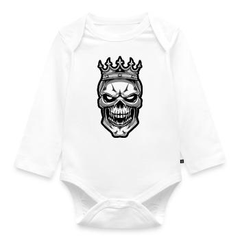 Skull King Crown - Organic Longsleeve Baby Bodysuit - white - Front