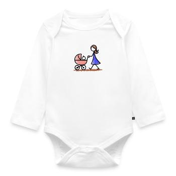 Famille Enfant Image Dessin Mère Enfant Maman Bébé - Body Bébé bio manches longues - blanc - Devant