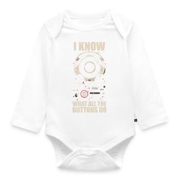I know what all the buttons do - Body Bébé bio manches longues - blanc - Devant