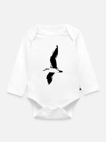 Möwe, Silhouette -T-Shirt - Baby Bio-Langarm-Body - Weiß