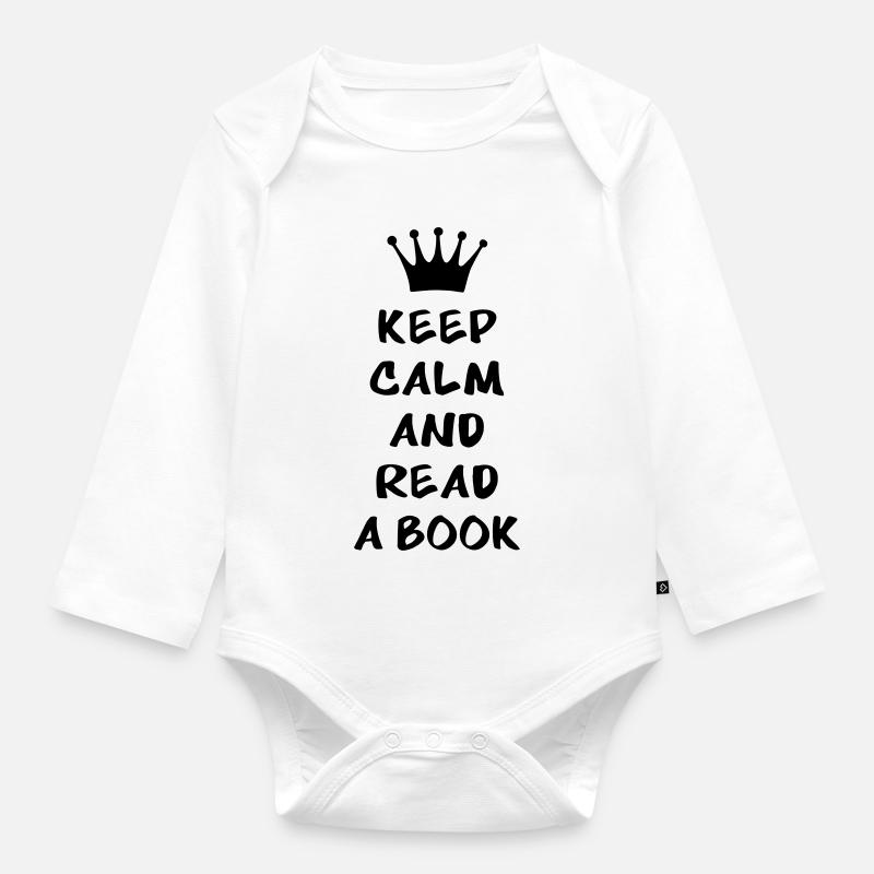 Keep calm and read a book - Baby Bio-Langarm-Body - Weiß