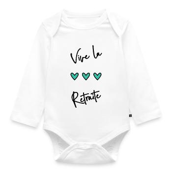 RETRAITE. BONNE RETRAITE. JOYEUSE RETRAITE. COEUR - Body Bébé bio manches longues - blanc - Devant